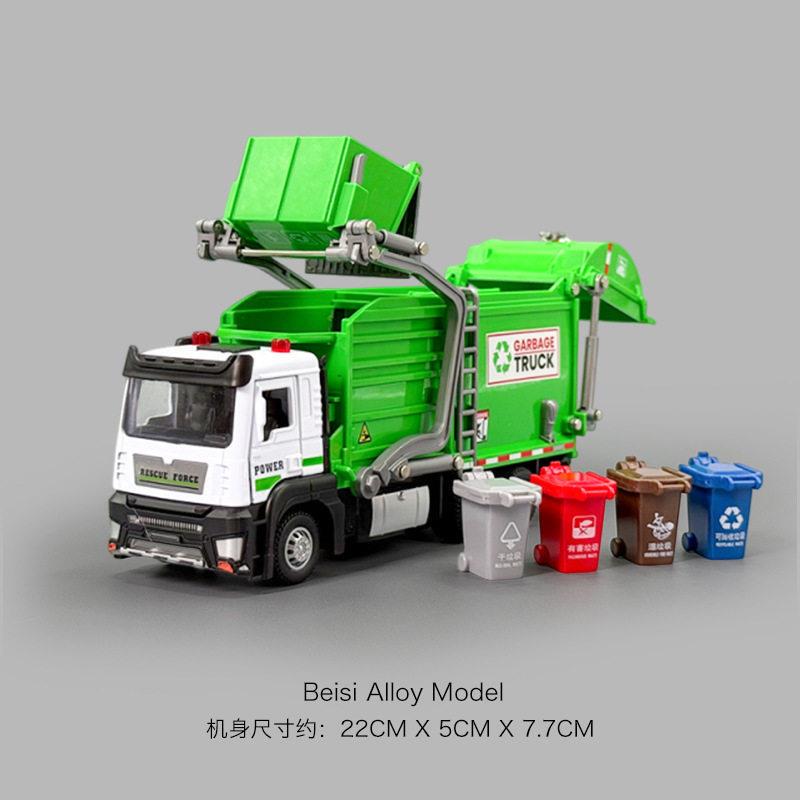 Extra-Large Alloy Garbage Truck Children's Toy Garbage Sorting Bin Sanitation Truck City Sanitation Vehicle Construction Vehicle for Boys