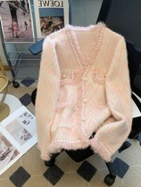 French high sense foreign style soft and waxy knitted cardigan for women spring and autumn lazy style chic and beautiful jacket top