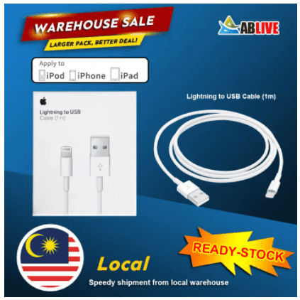 ABLIVE Apple Lightning to USB Cable Charge 'n Sync 2in1 1-2 meters