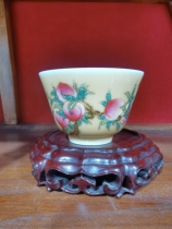 Old yellow glaze pastel five peach cup
