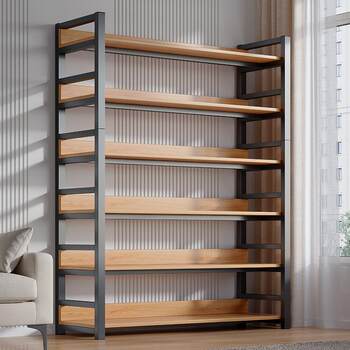 Bookshelf, Floor-Standing Storage Rack, Household Children's Storage Shelf, Simple Steel-Wood Shelf, Iron Art Multi-Layer Bookcase, Storage Rack, Bed Sheet Organizer, Trolley