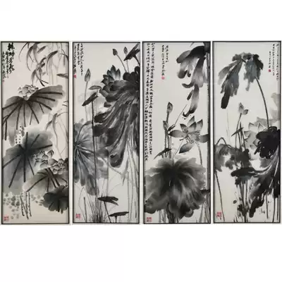 Handmade embroidery finished living room decoration hanging painting New Chinese silk embroidery master freehand lotus