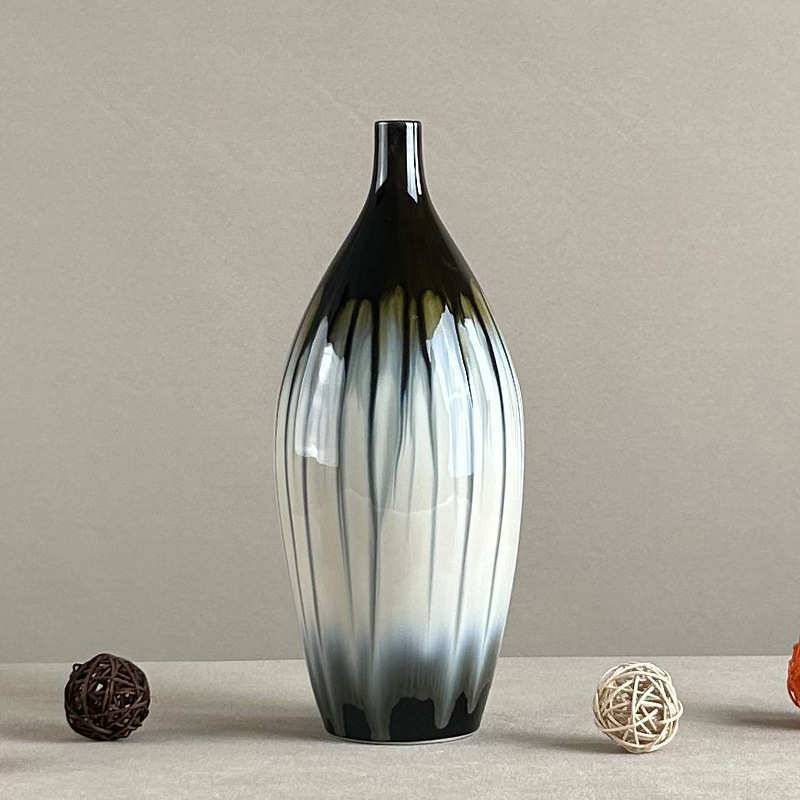 Modern New Chinese-Style Flower Vase Ornaments, Jingdezhen Ceramic Three-Piece Set, Flower Arranging Vessel, Living Room Hotel Soft Decoration Crafts