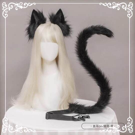 Cosplay fox ears hair accessories fox tail set handmade fox girl animal ears headband animal tail cat ear headdress
