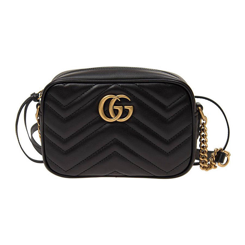 Gucci/Gucci Ggmarmont Leather Black Women's Mini Camera Bag Shoulder Bag