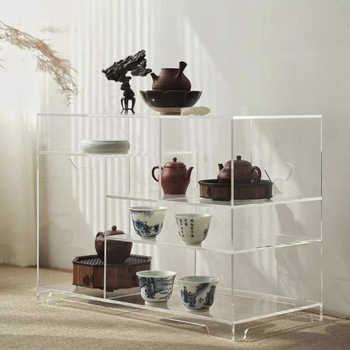 Limutang acrylic storage rack teapot cover bowl storage rack kung fu tea set display cabinet tea storage accessories