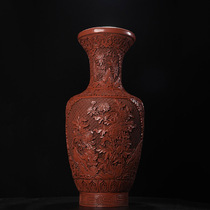 WE30280 Extra large red lacquer vase with strange stone flower and bird patterns