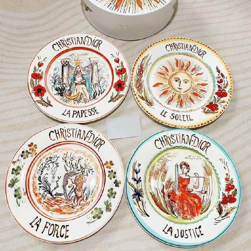 Cross-Border Dijia Creative Ceramic Steak Plate Set Combination, Hand-Painted Style Western Dinner Plate, Sun Series Plates