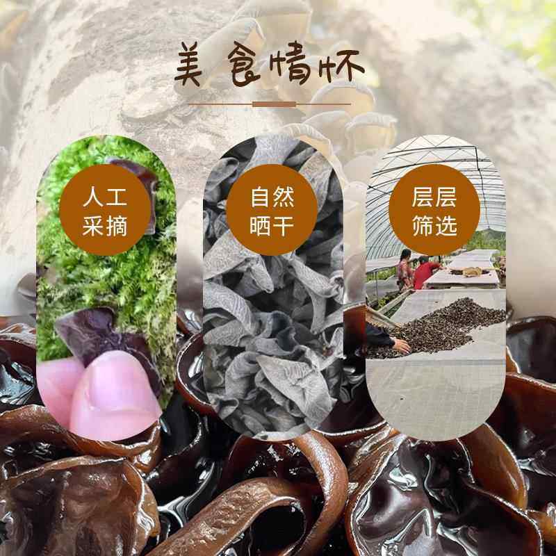 Northeast Black Fungus, a Rare Autumn Delicacy from the Mountains, 500g, a Local Specialty from Northeast China, Thick Flesh, Rootless, Non-Special Grade, Wild Dried Goods