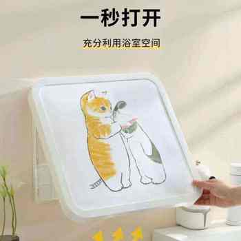 Bathroom mural storage box bathroom clothes waterproof without punching wall hanging folding storage cabinet