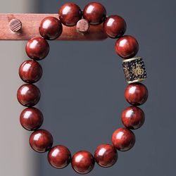 축복받은 인도 작은 잎 빨간 백단향 1.2 불교 구슬 팔찌 커플 팔찌 선물 상자