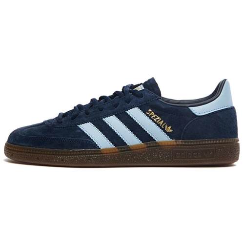 adidas originals Handball Spzl 防滑低帮板鞋男女款蓝棕BD7633
