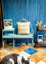 American country retro iron art with side table park outdoor bench coffee seat outdoor balcony leisure tea table and chairs