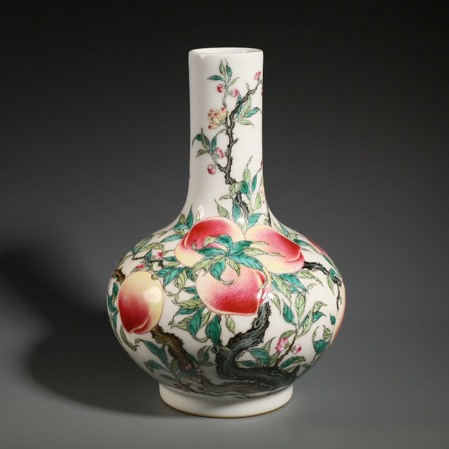 中国古美術・旧藏・古陶瓷品・手描き・粉彩・寿桃紋・瓷碗・彩繪・箱付・置物・古賞物 中国古美術・旧藏・古陶瓷品・手描き・粉彩・寿桃紋・瓷碗・彩繪・