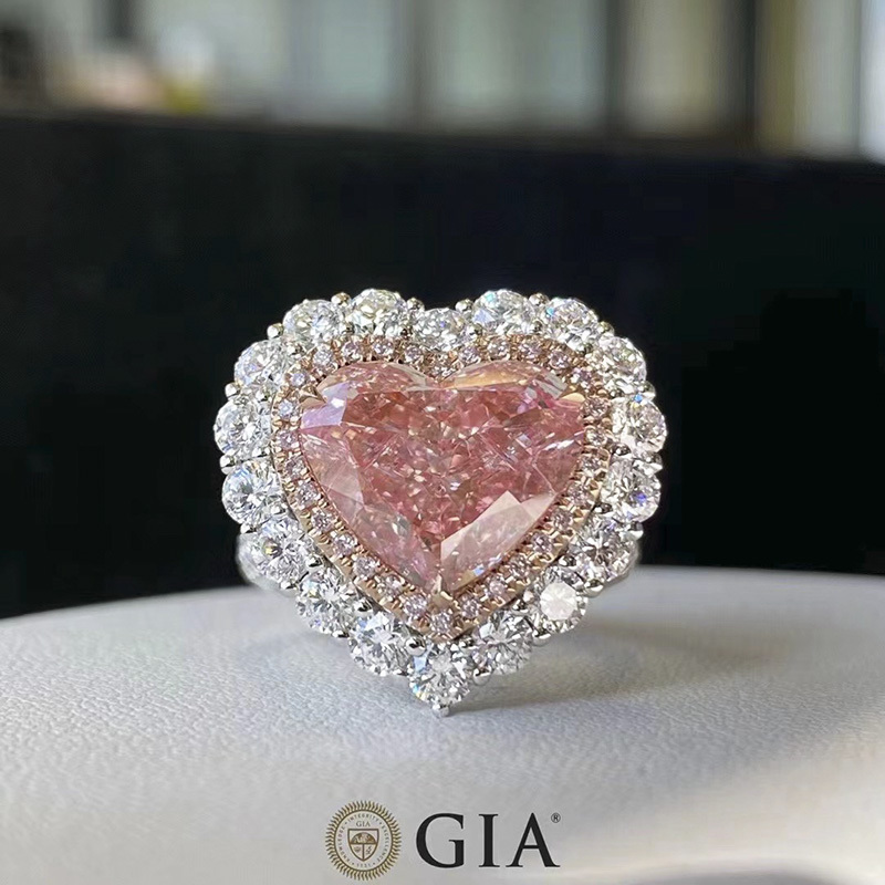 Gia Main Diamond 5.07 Carats Lpb Color Si2 Clarity 18K Gold Heart-Shaped Pink Brown Diamond Ring Natural Real Diamond Gia Main Diamond 5.07 Carats Lpb Color Si2 Clarity 18K Gold Heart-Shaped Pink Brown Diamond Ring Natural Real Diamond