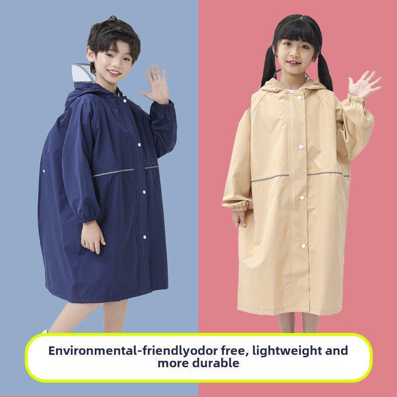 Children's Raincoat for Older Kids, Lightweight and Portable, One-Piece, Specially Designed for Chubby Kids to Go to School, Heavy Rain Protection, Kindergarten Rain Poncho
