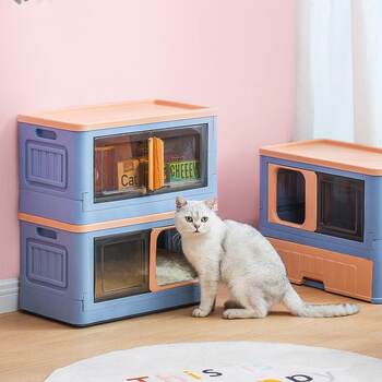 Fully enclosed cat litter box, foldable, deodorant drawer-type cat litter box, toilet litter-proof cat supplies storage cabinet