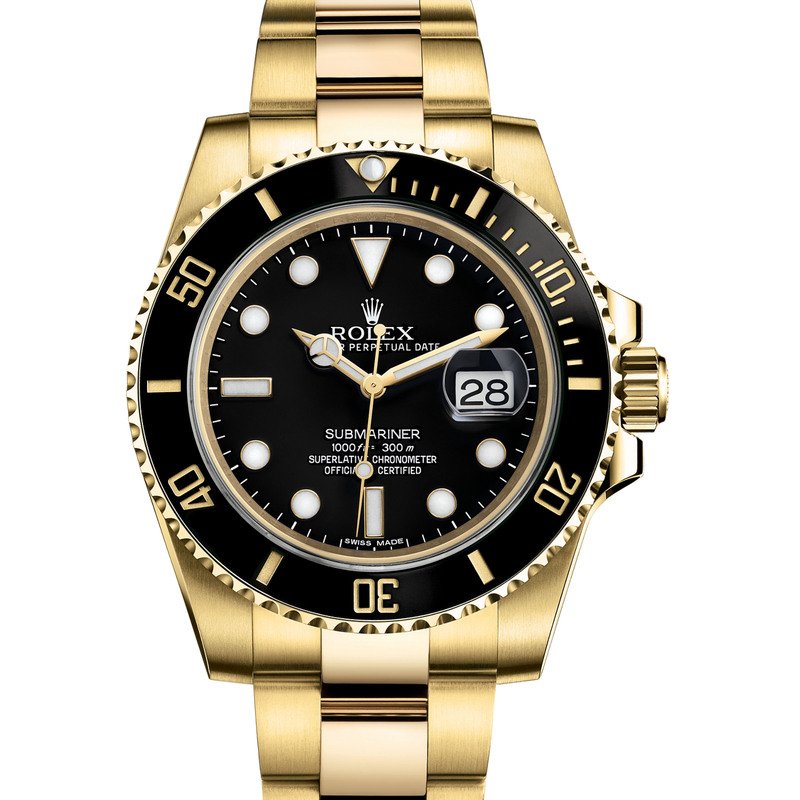 Buy Now [9.8 New Condition] Rolex Submariner 18K Gold Automatic Mechanical Watch for Men 116618 Full Gold Black Submariner