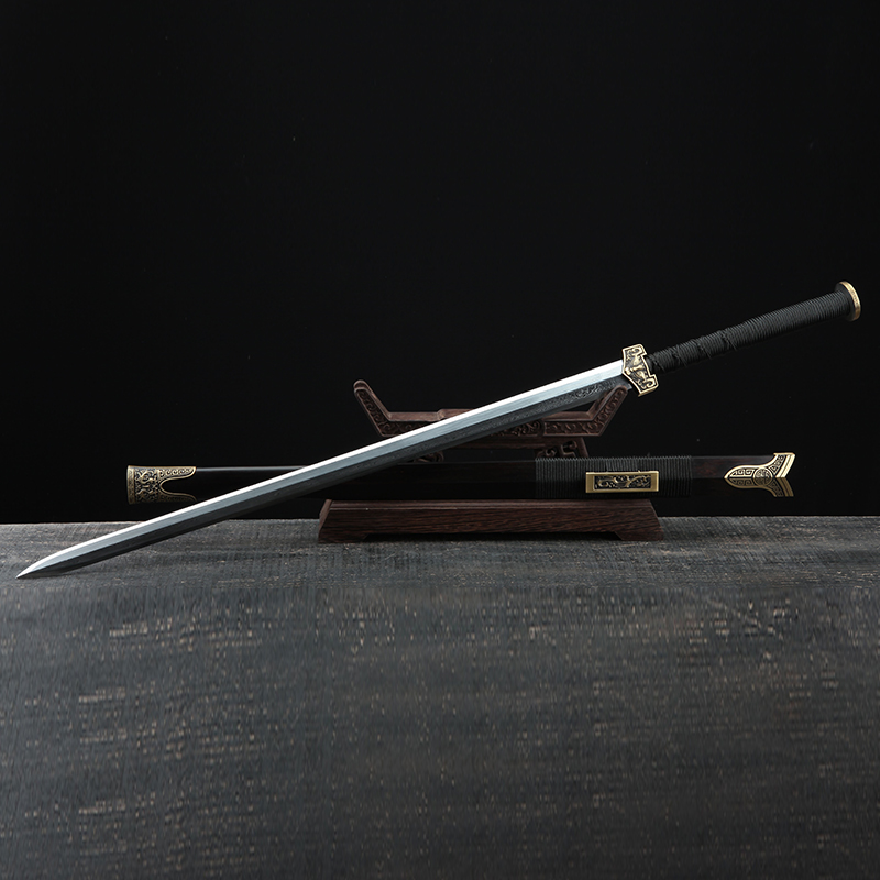 Han Jianghan martial art (bronze imitation ancient fitted octafacial patterned steel black sandalwood) unopened blade provincial master