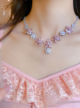 kaitin jewelry彩色花瓣锆石花朵项链耳环手链女款锁骨链