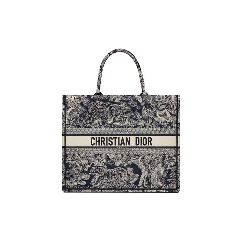 9.9 New Dior/Dior Classic Tiger Embroidery Blue Women's Large Tote Bag Shopping Bag Handbag 9.9 New Dior/Dior Classic Tiger Embroidery Blue Women's Large Tote Bag Shopping Bag Handbag