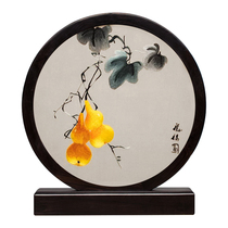 Suzhou embroidery pure hand embroidery purple sandalwood double-sided embroidery ornament Fu Lu Tu creative Chinese style craft ornament