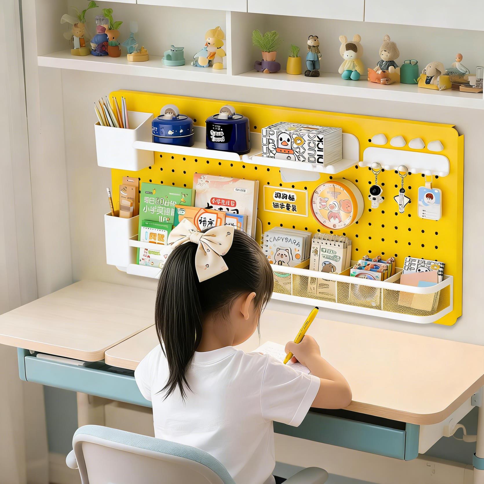 Hole board on the wall, no punching required, student desk wall storage rack, metal magnetic suction back-to-school study desk wall storage
