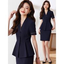 Black short-sleeved professional suit suit for women summer new sales department workwear skirt jewelry store hotel work clothes