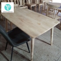 Nordic solid wood dining table white embryo white stubble furniture rubber wood log color walnut color dining table solid wood dining table and chairs
