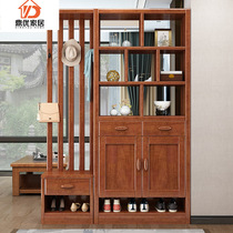 Walnut entry partition cabinet entrance hall shoe cabinet combination double-sided solid wood wine cabinet wall-mounted solid wood entrance hall cabinet
