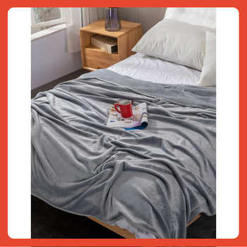 Gray double-sided fleece sofa bed sheets air conditioning fleece blanket thin black blanket warm casual lunch flannel blanket