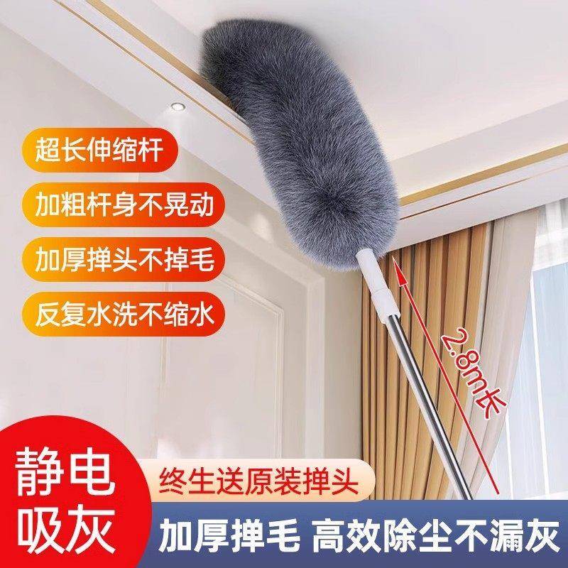 Feather Duster for Dust Removal, Household Extendable Ceiling Cleaning Tool, Static Duster for Dust and Spider Web Cleaning