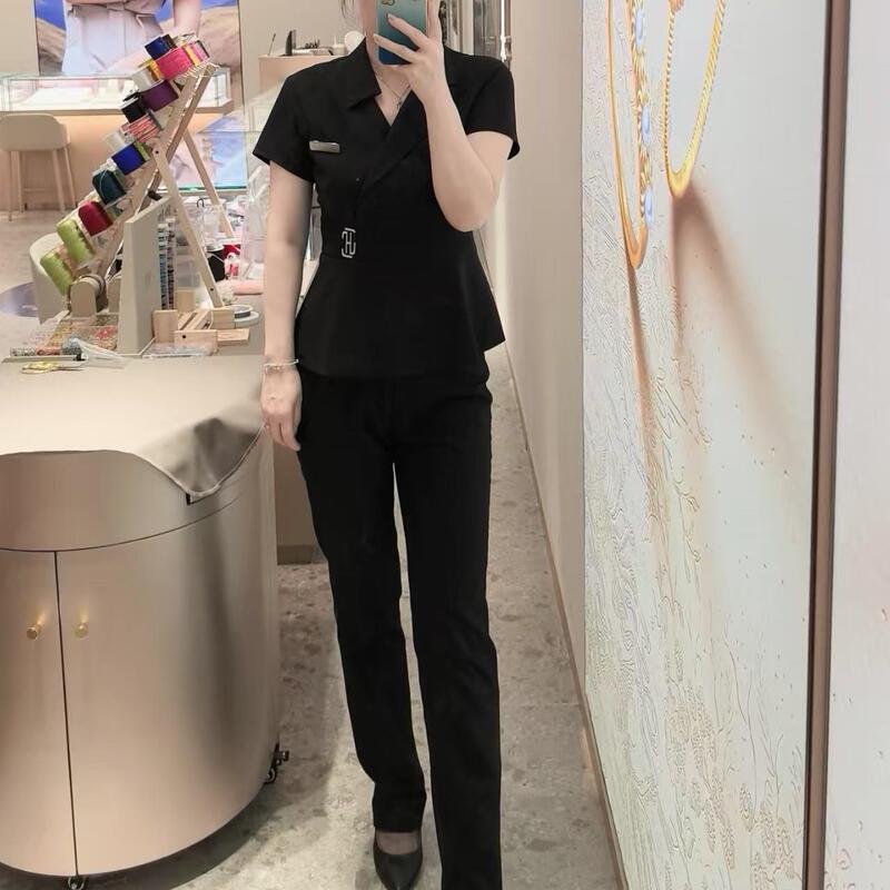 Professional Dress Summer New Style Brand Jewelry Fashion Workwear Short-Sleeve Sales Front Desk Consultant Work Uniform Dress Professional Dress Summer New Style Brand Jewelry Fashion Workwear Short-Sleeve Sales Front Desk Consultant Work Uniform Dress