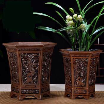 Chinese style purple sand orchid flower pot clivia ceramic large money tree antique bonsai pot special clearance sale