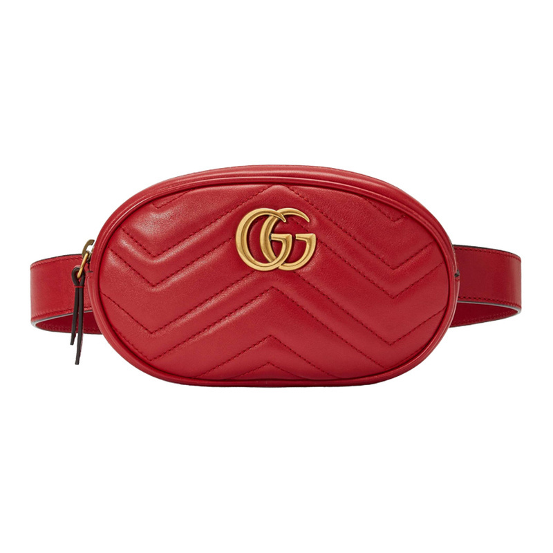Unused Gucci/Gucci Gg Marmont Series Leather Red Women's Medium-Sized Chest Bag/Fanny Pack
