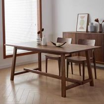 Black walnut solid wood dining table Nordic large table rectangular table white oak workbench desk Japanese tea table