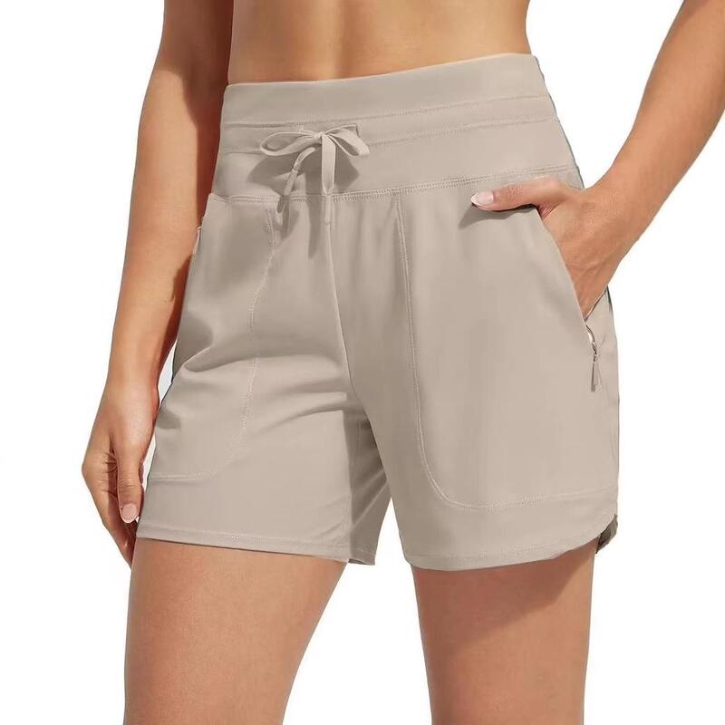 2025 Amazon European and American Style Women's High-Waisted Yoga Shorts Loose Casual Sports Shorts