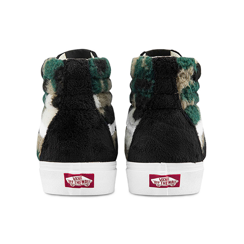 Vans SK8 迷彩羊羔绒 休闲运动 高帮 板鞋 男女同款 黑色 - 图3