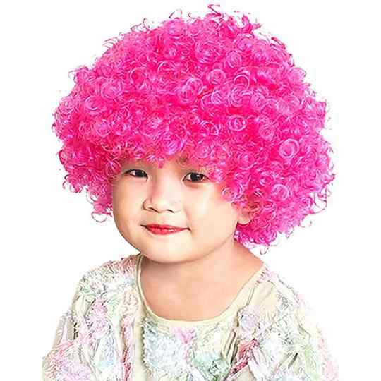 球迷假发爆炸头小丑头套儿童幼儿园表演搞笑道具彩色头发套圆卷发