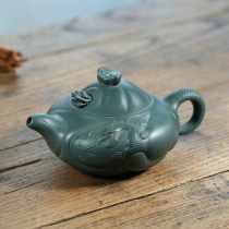 Master Lis handmade dark green mud fish transforms into a dragon capacity 430 ml