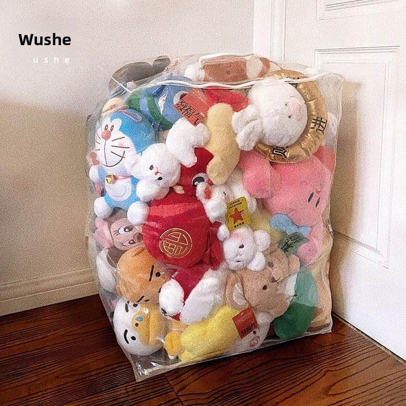Doll Storage Bin, Plush Toy Storage Organizer, Transparent Tube for Stuffed Dolls, Doll Basket, Large Doll Display Bag