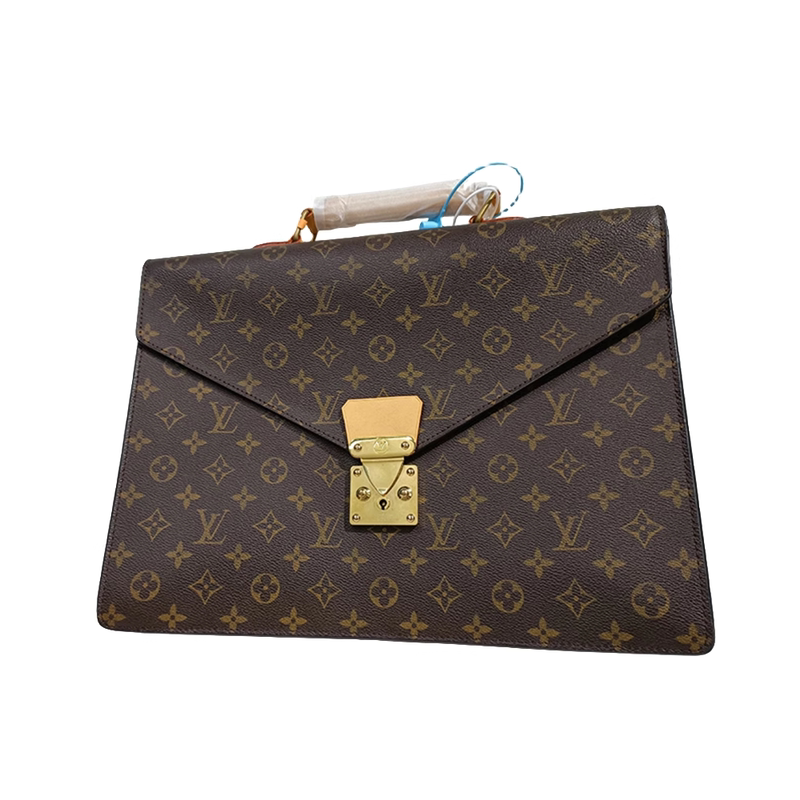 Second-Hand Lv/Louis Vuitton Monogram Large Briefcase with Vegetable-Tanned Leather Replacement Second-Hand Lv/Louis Vuitton Monogram Large Briefcase with Vegetable-Tanned Leather Replacement