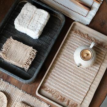 Tangshangyan fabric tea mat pure hand-sewn coasters natural sides double-sided niche original cloth mat tea set