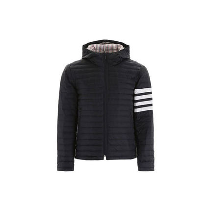 THOM BROWNE 绗缝四道杠连帽羽绒服 冬季 男款 藏青色