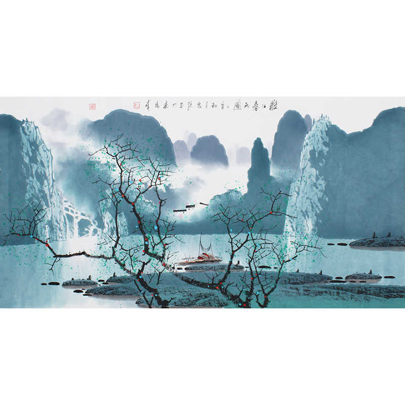 石公中国書画家協会理事、紹興書画館長　水墨画 漓江春雨 山水風景 掛け軸 漓江山水画- Top 500件漓江山水画- 2025年7月更新- Taobao