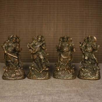Old imitation bronze four kings imitation copper ornaments antique collection home office decoration crafts antiques