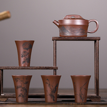 Multiple gold medal-winning national worker Zhaos leather purple clay Han tile set Yixing purple clay pot household kung fu tea set T7