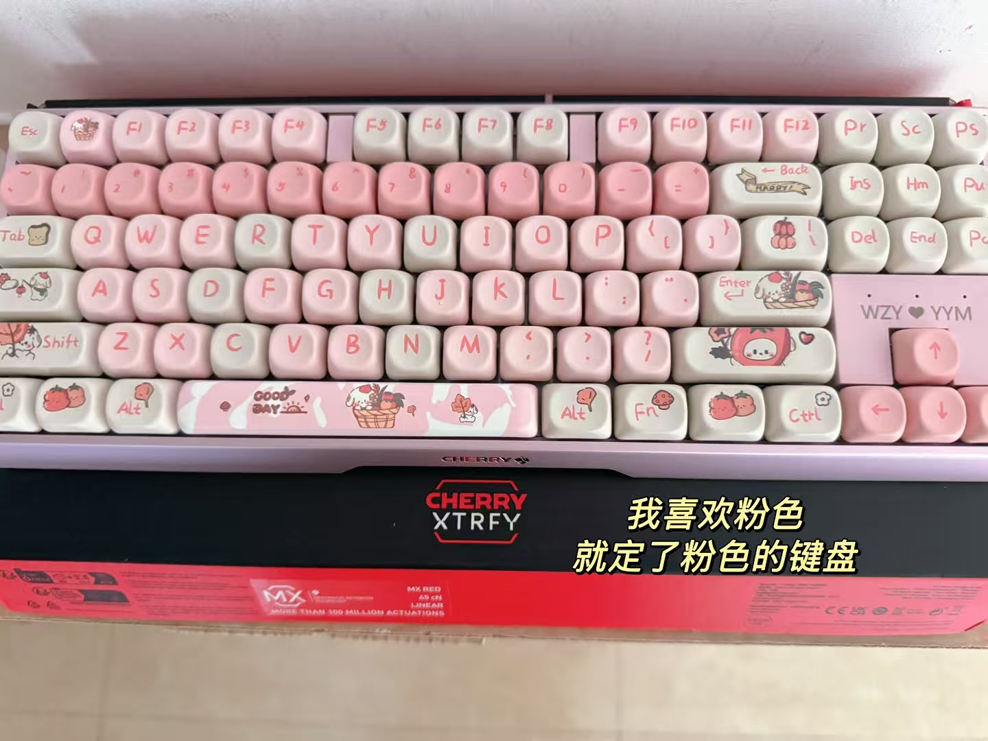 CHERRY樱桃MX3.0S小狗粉色女生高颜值机械键盘游戏电竞办公铝坨坨