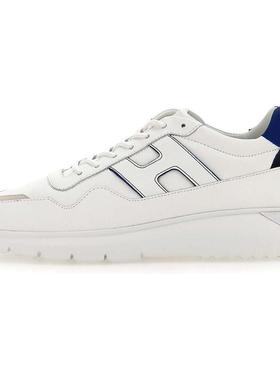 HOGAN Interactive³ 二层牛皮 圆头系带低帮生活休闲鞋男款白色