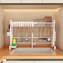 Kitchen sink rack stainless steel sink dish rack drain rack single layer dish rack dish storage artifact